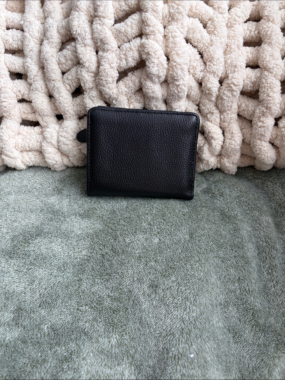 Classic Black Leather Zip Wallet -